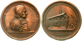 Ausländische Münzen und Medaillen
Frankreich
Ludwig XIV., 1643-1715
Bronzemedaille 1702 von Roussel. Auf die Wiederaufnahme der Bauarbeiten an der ...