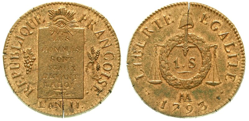 Ausländische Münzen und Medaillen
Frankreich
Erste Republik, 1793-1804
2 Sols...