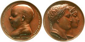 Ausländische Münzen und Medaillen
Frankreich
Napoleon I., 1804-1814, 1815
Bronzemedaille 1811 von Andrieu a.d. Geburt seines Sohnes. Gestaffelte Kö...