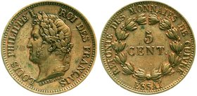 Ausländische Münzen und Medaillen
Frankreich
Louis Philippe I., 1830-1848
5 Centimes PROBE (Essai) o.J.(1840). vorzüglich