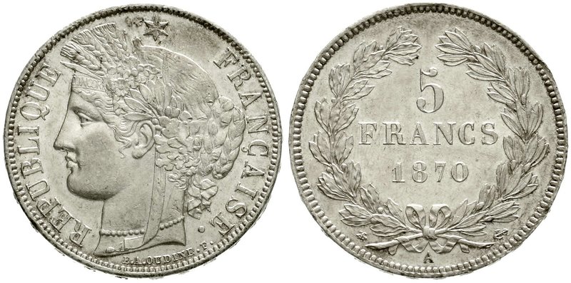 Ausländische Münzen und Medaillen
Frankreich
Dritte Republik, 1870-1940
5 Fra...