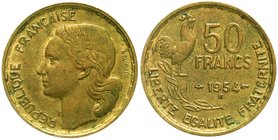 Ausländische Münzen und Medaillen
Frankreich
Vierte Republik, 1947-1958
50 Francs 1954 B. sehr schön/vorzüglich, besseres Jahr