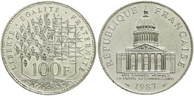 Ausländische Münzen und Medaillen
Frankreich
Fünfte Republik, seit 1958
100 Francs Pantheon 1987. vorzüglich/Stempelglanz