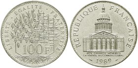 Ausländische Münzen und Medaillen
Frankreich
Fünfte Republik, seit 1958
100 Francs Pantheon 1989. vorzüglich/Stempelglanz