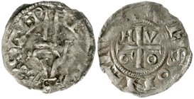 Ausländische Münzen und Medaillen
Frankreich-Besancon
Erzbistum, Hugo II. 1067-1085
Denier o.J. Segenshand/Kreuz mit HVGO.
gutes sehr schön, schön...