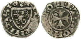 Ausländische Münzen und Medaillen
Frankreich-Nevers
Robert de Dampierre 1271-1296
Denier o.J. Wappen/Kreuz mit Stern.
sehr schön, Prägeschwäche...