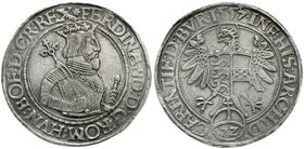 Römisch Deutsches Reich
Haus Habsburg
Ferdinand I., 1521-1564
Reichsguldiner zu 72 Kreuzern 1557, Klagenfurt. 30,75 g.
gutes vorzüglich, gut ausge...