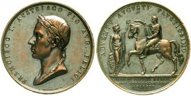 Römisch Deutsches Reich
Haus Habsburg
Franz II.(I.), 1792-1835
Bronzemedaille 1815 v. Manfredini u. Vassallo, a.d. Mailänder Huldigung. Dm: 42,50 m...
