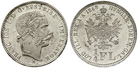Römisch Deutsches Reich
Haus Habsburg
Franz Joseph I., 1848-1916
1/4 Gulden 1868 A, Wien. vorzüglich/Stempelglanz