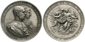 Römisch Deutsches Reich
Haus Habsburg
Franz Joseph I., 1848-1916
Versilberte Bronzemedaille 1881 v. Scharff, a. d.Vermählung v. Kronprinz Rudolf mi...