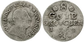 Altdeutsche Münzen und Medaillen
Anhalt-Bernburg
Victor Friedrich, 1721-1765
8 Gute Groschen 1758 B. Kriegsgeld des 7-jährigen Krieges.
fast sehr ...