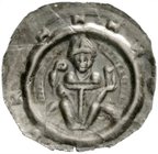 Altdeutsche Münzen und Medaillen
Augsburg-Bistum
Udalschalk von Eschenlohe, 1184-1202
Brakteat o.J.(1185/1190) Bischof thront v.v. mit Buch und Kru...