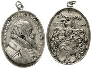 Altdeutsche Münzen und Medaillen
Augsburg-Stadt
Tragbarer, ovaler, vergoldeter Silber-Gnadenpfennig 1594. Stempel von Balduin Drentwett. Zum 82. Geb...