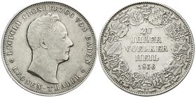 Altdeutsche Münzen und Medaillen
Baden-Durlach
Leopold, 1830-1852
Kronentaler 1836. ZU IHRER VÖLKER HEIL.
fast sehr schön