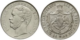 Altdeutsche Münzen und Medaillen
Baden-Durlach
Friedrich I., 1852-1907
Vereinstaler 1869. sehr schön