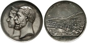 Altdeutsche Münzen und Medaillen
Baden-Durlach
Friedrich I., 1852-1907
Silbermedaille von Kullrich 1883 auf das 25-jährige Jub. des Rennvereins in ...