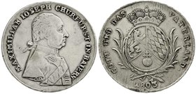 Altdeutsche Münzen und Medaillen
Bayern
Maximilian IV. (I.) Joseph, 1799-1806-1825
Konventionstaler 1803. sehr schön, etwas gereinigt und leicht ju...