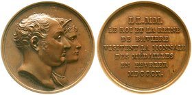 Altdeutsche Münzen und Medaillen
Bayern
Maximilian IV. (I.) Joseph, 1799-1806-1825
Bronzemedaille 1810 von Andrieu, auf den Münzbesuch des Königspa...