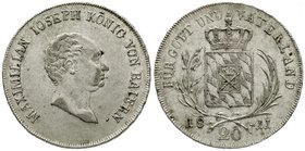 Altdeutsche Münzen und Medaillen
Bayern
Maximilian IV. (I.) Joseph, 1799-1806-1825
20 Konventionskreuzer 1811. sehr schön