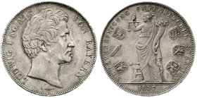 Altdeutsche Münzen und Medaillen
Bayern
Ludwig I., 1825-1848
Geschichtsdoppeltaler 1837. Münzvereinigung Südteutscher Staaten.
gutes vorzüglich, k...