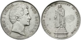 Altdeutsche Münzen und Medaillen
Bayern
Ludwig I., 1825-1848
Geschichtsdoppeltaler 1840. Dürerstandbild. Randschrift b.
sehr schön, Randfehler