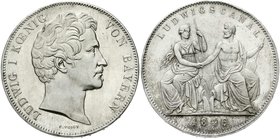 Altdeutsche Münzen und Medaillen
Bayern
Ludwig I., 1825-1848
Geschichtsdoppeltaler 1846. Ludwigscanal. Randschrift a.
vorzüglich/Stempelglanz, lei...