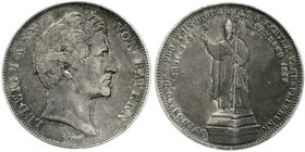 Altdeutsche Münzen und Medaillen
Bayern
Ludwig I., 1825-1848
Geschichtsdoppeltaler 1847. Standbild Julius Echter v. Mespelbrunn in Würzburg. Randsc...