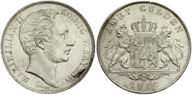 Altdeutsche Münzen und Medaillen
Bayern
Maximilian II. Joseph, 1848-1864
Doppelgulden 1854. vorzüglich/Stempelglanz, winz. Randfehler, selten