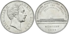 Altdeutsche Münzen und Medaillen
Bayern
Maximilian II. Joseph, 1848-1864
Geschichtsdoppeltaler 1854. Allgemeine Ausstellung deutscher Industrie und...