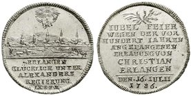 Altdeutsche Münzen und Medaillen
Brandenburg-Bayreuth
Alexander, 1769-1791
1/6 Taler 1786, auf die 100-Jahrfeier der Erbauung von Neu-Erlangen. Auf...