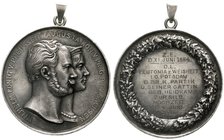 Altdeutsche Münzen und Medaillen
Brandenburg-Potsdam
Stadt
Tragbare Silber-Logenmedaille 1895 (unsigniert von Kullrich). Silberhochzeit des K. Part...