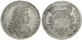 Altdeutsche Münzen und Medaillen
Brandenburg-Preußen
Friedrich III., 1688-1701
2/3 Taler 1698 HF H, Magdeburg. sehr schön, kl. Randfehler