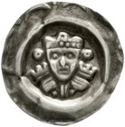 Altdeutsche Münzen und Medaillen
Schongau
Ludwig II., 1268-1294
Brakteat 1270/1280. Königsbrb., zwei Türme haltend, seitlich je ein Ringel.
sehr s...