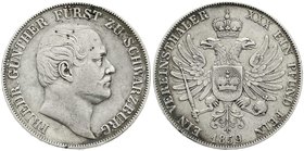 Altdeutsche Münzen und Medaillen
Schwarzburg-Rudolstadt
Friedrich Günther, 1807-1867
Vereinstaler 1859. Auflage nur 6000 Ex.
fast sehr schön