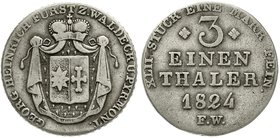 Altdeutsche Münzen und Medaillen
Waldeck
Georg Heinrich, 1813-1845
1/3 Taler 1824 F.W. Rechteckiger Schild. Ohne Feingehaltsangabe.
sehr schön