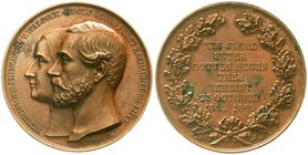 Altdeutsche Münzen und Medaillen
Waldeck
Georg Victor, 1852-1893
Bronzemedaille 1869 von Brehmer. Zur Silberhochzeit der Prinzessin Hermine mit Ado...