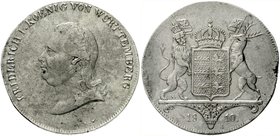 Altdeutsche Münzen und Medaillen
Württemberg
Friedrich I., 1806-1816
Kronentaler 1810 ILW. sehr schön, Schrötlingsfehler am Rand