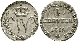 Altdeutsche Münzen und Medaillen
Württemberg
Wilhelm I., 1816-1864
Kreuzer 1818. Var. mit KOENIGL.
fast Stempelglanz, übl. Stempelfehler, selten i...