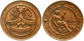 Medaillen
Ausstellungen
Deutschland, Hamburg
Bronze-Prämienmedaille 1869 v. C.D. Claudius. Ausstellung in Altona. Spinnende Frau vor Hafen, im Krei...