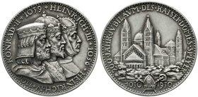 Medaillen
Münchner Medailleure, Karl Goetz
Silbermedaille 1930, a.d. 900 Jf. des Kaiserdomes zu Speyer. 36 mm, 19,96 g.
vorzüglich, mattiert