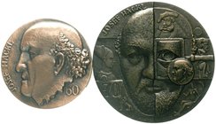 Medaillen
Numismatik
2 Bronzemedaillen von Kauko Räsänen auf den 60. Geburtstag 1990 und den 70. Geburtstag 2000 des Numismatikers Josef Hackl (1930...