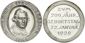 Medaillen
Personenmedaillen
Lessing, Gotthold Ephraim
Silbermedaille 1929, 200. Jahrestag seiner Geburt. 45 mm, 40 g.
vorzüglich/Stempelglanz, min...
