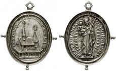 Medaillen
Religion
Wallfahrt
Ovale Silbermedaille o.J. Gnadenbild auf Sockel mit Strahlenmandorla/Kapelle. 36 X 30 mm
sehr schön/vorzüglich