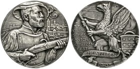 Medaillen
Schützenmedaillen, Schweiz, Aargau, Kanton
Silbermedaille 1905 a.d. Schützenfest in Rheinfelden. 29 mm, 8,29 g.
vorzüglich