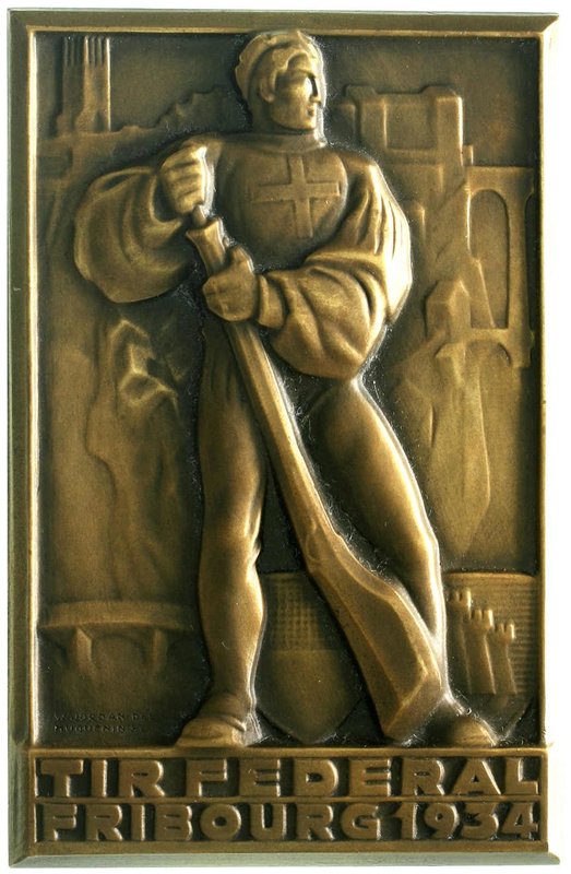 Medaillen
Schützenmedaillen, Schweiz, Fribourg
Einseitige, rechteckige Bronzep...