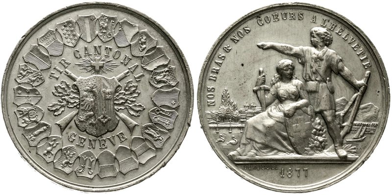 Medaillen
Schützenmedaillen, Schweiz, Genf
Zinnmedaille 1877 a.d. Tir Cantonal...