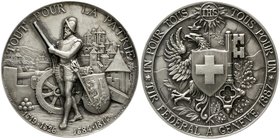 Medaillen
Schützenmedaillen, Schweiz, Genf
Silberne Schützenmedaille 1887 Genf. 45 mm, 37,73 g.
vorzüglich/Stempelglanz, winz. Kratzer, winz. Randf...