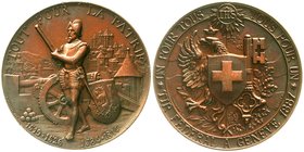 Medaillen
Schützenmedaillen, Schweiz, Genf
Bronzemedaille 1887 Genf. 45 mm, 57,98 g.
vorzüglich/Stempelglanz, winz. Randfehler