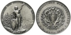Medaillen
Schützenmedaillen, Schweiz, Glarus
Silbermedaille 1892 a.d. Eidgenössische Schützenfest Glarus. 45 mm, 38,51 g.
fast Stempelglanz, matte ...
