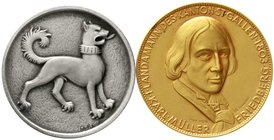 Medaillen
Schützenmedaillen, Schweiz, St. Gallen
2 Stück: Versilberte Bronzemedaille 1952 Toggenburger Landschiessen in Lichtensteig u. vergoldete B...